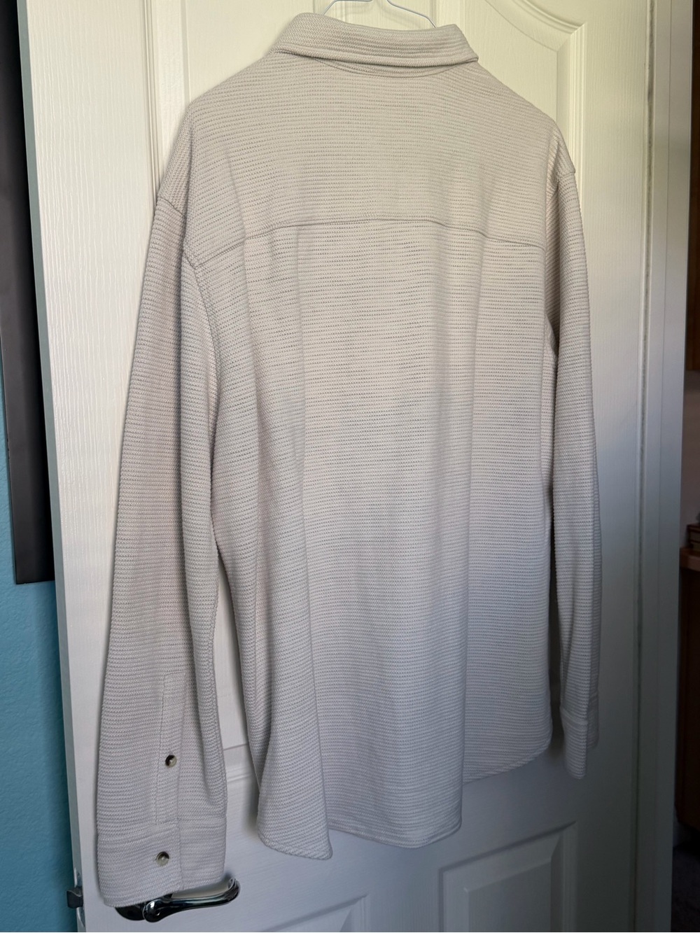 Robert Graham Cream Ribbed Button-Down Shirt Jacket - Picture 2 of 6